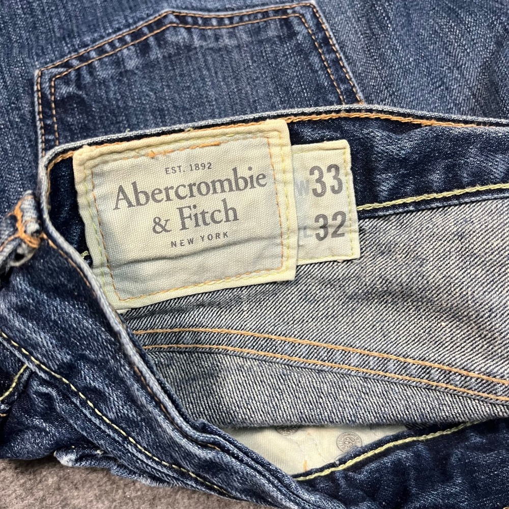 Abercrombie & Fitch Mens Wide Leg Relaxed Fit Distressed Blue Jeans 33x32 - Picture 4 of 5